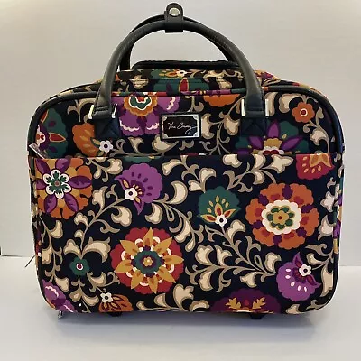 Vera Bradley Suzani Black Floral Wheeled Briefcase Travel Tote • $100