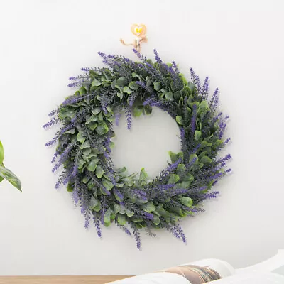 42CM Artificial Lavender Flower Wreath For Door Wall Garden Party Wedding Decor • £7.95