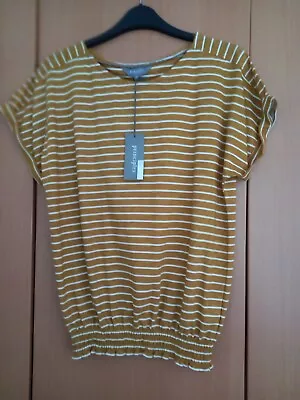 Ladies Nwt Sleeveless Top In Mustard/white Stripe Size 8 By Principles • £6.99