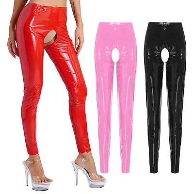 Womens Trousers Slim Fit Leggings Glossy Pants Straight Legs Skinny Pants Sexy • $14.94