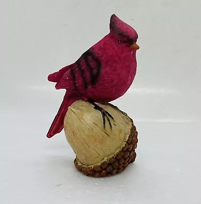 Vintage 1979s Red Cardinal Bird On Acorn Wooden Figurine 4.5” Art Decor 31 • $39.82