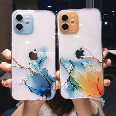 $17.58 • Buy Watercolor Marble Case F  IPhone 14 13 Pro/13 Pro Max/12 11 14 Plus Clear Cover