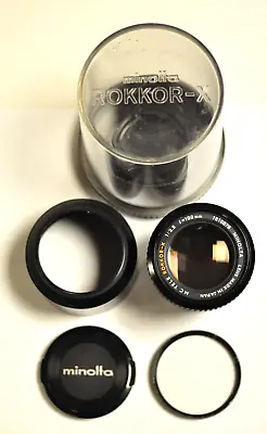 Minolta MC Tele Rokkor-X 100mm F2.5 Lens W/hood Filter Front Cap & Bubble. I • $295