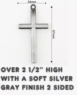 LARGE SILVER GRAY CROSS CHRISTIAN Pendant 925 Sterling Silver 22  Necklace Men • $19.86