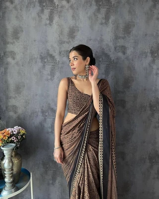 $71.14 • Buy Bollywood Saree Party Wear Indian  Ethnic Wedding Designer   Heavy Modal Silk Sa