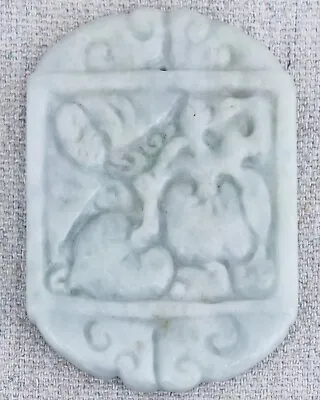 Antique Vintage Chinese Carved Mottled Grey Mutton Fat Nephrite Jade Pendant 2⅛  • $34.99