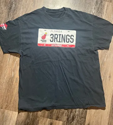  Miami Heat Tee Shirt Size Large Black Men's Short Sleeve 3 Rings Championships • $15