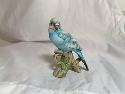 Vintage Lefton Blue Perched Detailed Parakeet Parrot Bisque Figurine KW1251 4  • $14.99