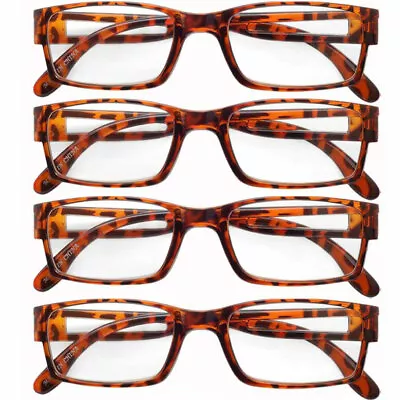 $7.95 • Buy Reading Glasses Mens Womens 4 Pack Squar Frame Demi Color Readers Value Deal New