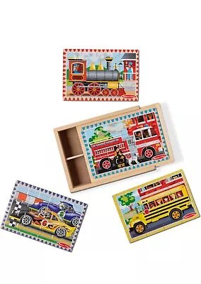 Melissa & Doug 4 Wooden Jigsaw Puzzles In A Box 3+ New Sealed • $12.99