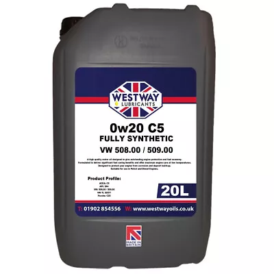 £86.99 • Buy 0W20 C5 VW 508.00 / 509.00 Spec Synthetic Engine Oil 0w/20 20L
