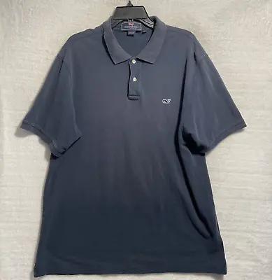 Vineyard Vines Polo Shirt Solid Blue Short Sleeve Mens Large Cotton Whale Flaws • $5.49