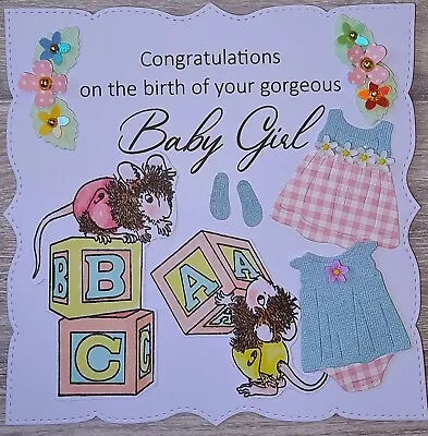 Handmade Card Topper Baby Girl New By Jay • £1.95