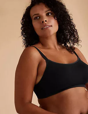 BNWT M&S Black Flexifit™ Cotton Padded Wirefree Full Cup Cami Bra    (ST140/856) • £9.99