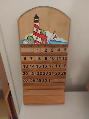 Vintage Wooden Perpetual Windmill Scene Calendar • $25