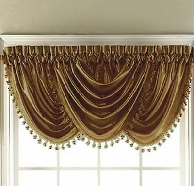 Hyatt Fringe Waterfall Valance Window Treatment Colors Rod Pocket • $16.80