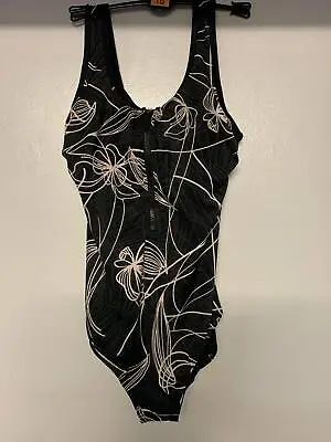 New Ex M&S Secret Slimming Zip-Up High Neck Swimsuit 8 10 12 • £9.99