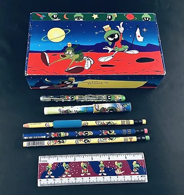 $31.75 • Buy 1997 Marvin The Martian Box Looney Tunes Warner Bros. Pencil Box Pens Ruler