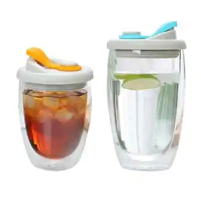 Double-wall Glass Mug With Spill-Proof Lid Double Wall Glass Travel Mug • $13.80