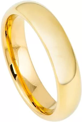5mm Tungsten Carbide Domed Gold-Plated Shiny Polished Wedding Band Ring • $33.60