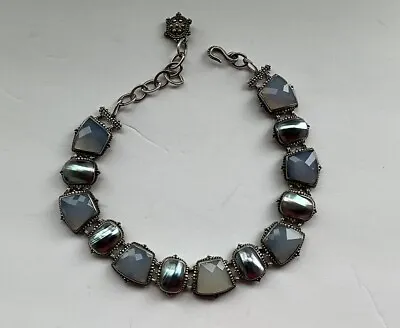 Stephen Dweck Rare Sterling Silver-blue Chalcedony/blue  Mabe Pearl Necklace  • $2200