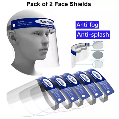 2 X Face Shield Full Face Visor Protection Mask PPE Shield Clear Transparent • £2.29