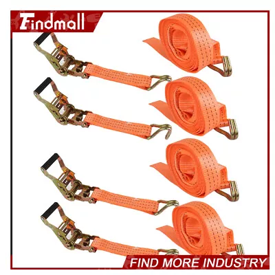 Findmall 4 Pcs 1.5  X 15' Ratchet Straps J Hook 4000-lbs Heavy Duty Tie Downs US • $27.03