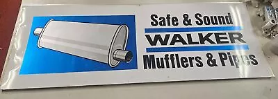 Vtg Borg Walker Safe And Sound Mufflers And Pipes One Side Metal Adv Sign 49x17 • $179.95