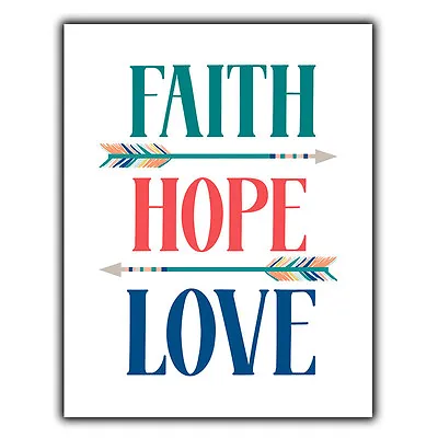 FAITH HOPE LOVE METAL PRINT PLAQUE WALL SIGN Inspirational Quote • £4.45
