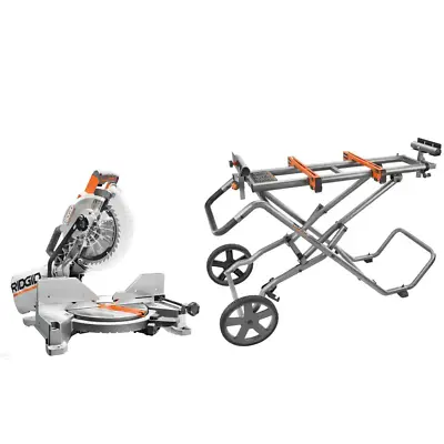 Corded 10 In. Dual Bevel Miter Saw LED Cut Line Indicator And Miter Saw Stand • $486.36