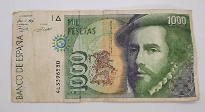 1992 / Banco De España Spain - 1000 Pesetas Banknote Serial No. 4L 3396580 • £4.79