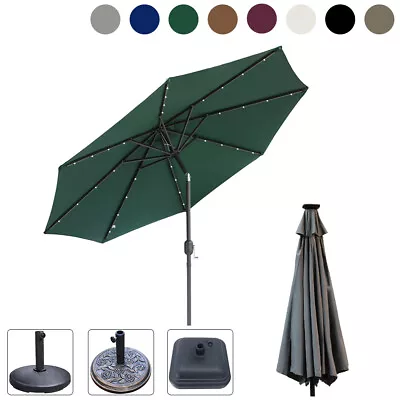 2.5M/2.7M Round Garden LED Parasol Sun Shade Patio Outdoor Umbrella Crank Tilt • £59.95
