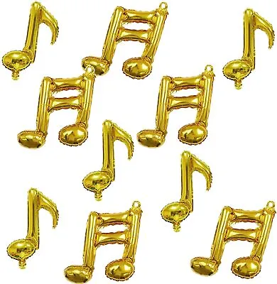 10 PCS Gold And Silver Musical Note Aluminum Foil Balloons - Perfect For Birthda • $28.74