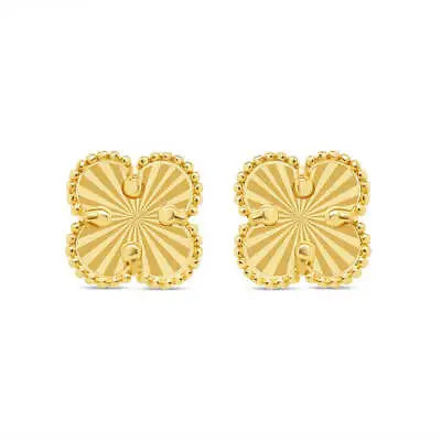 Solid Gold Custom Clover Earrings - 14K | 3 Color Variant Options | 11.2MM • $350