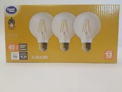 Decorative Vintage Edison Style LED G25 Dimmable 40 W Equal Light Bulbs 3Pk. • $11.90