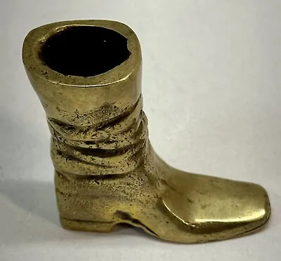 Antique Cast Metal Brass Matchstick / Toothpick Holder Cowboy Boot Match Striker • $14.99