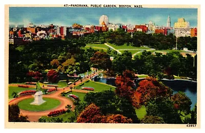 Panorama Public Garden Boston Mass Linen  Postcard # 126 • $3.95