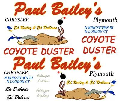 Paul Bailey's Coyote Duster NHRA 1/18th Scale Waterslide Drag Decals • $11