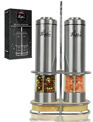 Electric Salt And Pepper Grinder Mill Shakers Set Adjustable Stainless Steel Set • $34.97