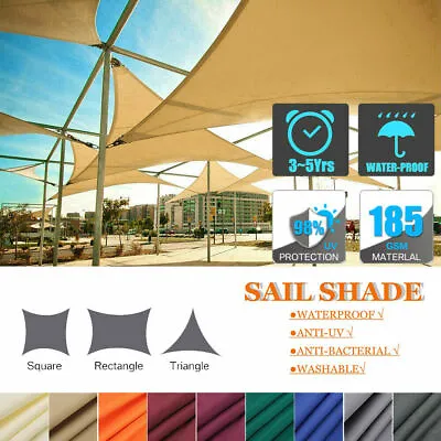 Sun Shade Sail Outdoor Patio Top Canopy Cover UV Block Triangle Square Rectangle • $17.99