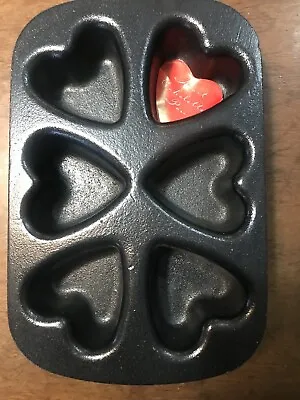 Nordic Ware Heart Shaped Cakelette Baking Pan 10 X7  Cupcake Muffin Cast Iron  • $15