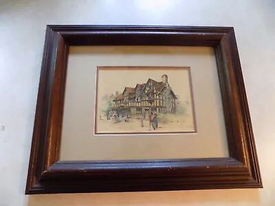 Vtg Watercolor Shakespeare Birthplace Stratford On Hoon Marjorie Wooden Frame • $69.99