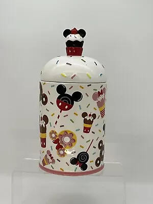 RARE! Disney MICKEY MOUSE Canister/Cookie Jar Food Donut Park Sprinkles Cupcake • $65
