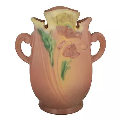 Roseville Poppy Pink 1938 Vintage Art Deco Pottery Ceramic Vase 870-8 • $0.99