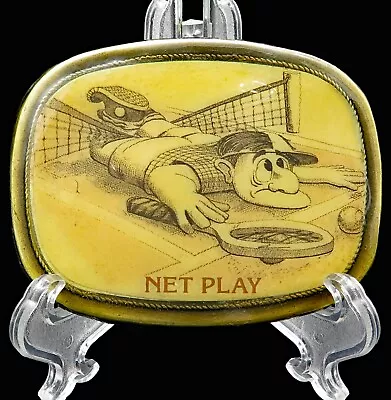 Tennis Humor Net Play Vintage Belt Buckle • $19.25