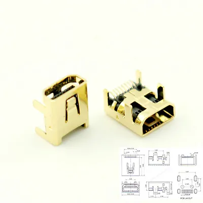 10pcs Gold Plated Mini USB 8 Pin Female Jack PCB SMT Socket Connector For DIY • $1.39