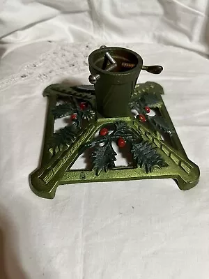 Estate Vintage Art Deco And Holly Berries Cast Iron Christmas Tree Stand • $150