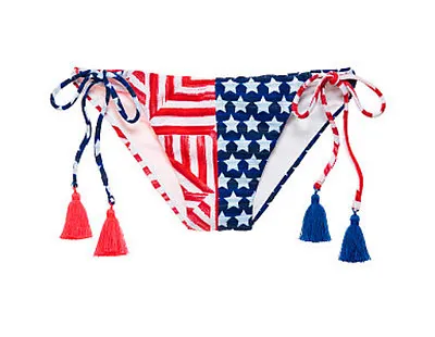 Victorias Secret Red White Blue Stars Stripes Flag Teeny Bikini Bottom L Large • $18.88