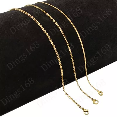 18K Yellow Gold Filled 1mm/2mm/2.4mm 16/18/20/22  24  Cable Chain Necklace L146G • $16.99