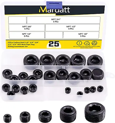 NPT Plug Set Pipe Plug Assortment Kit 1/8  1/4  3/8  1/2  3/4  Carbon Steel Mal • $15.79